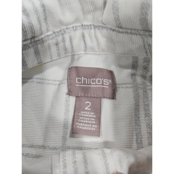 NWT Chico's White Plaid Corduroy Shirt Button Down Size 2 Medium M Women's - Picture 2 of 9
